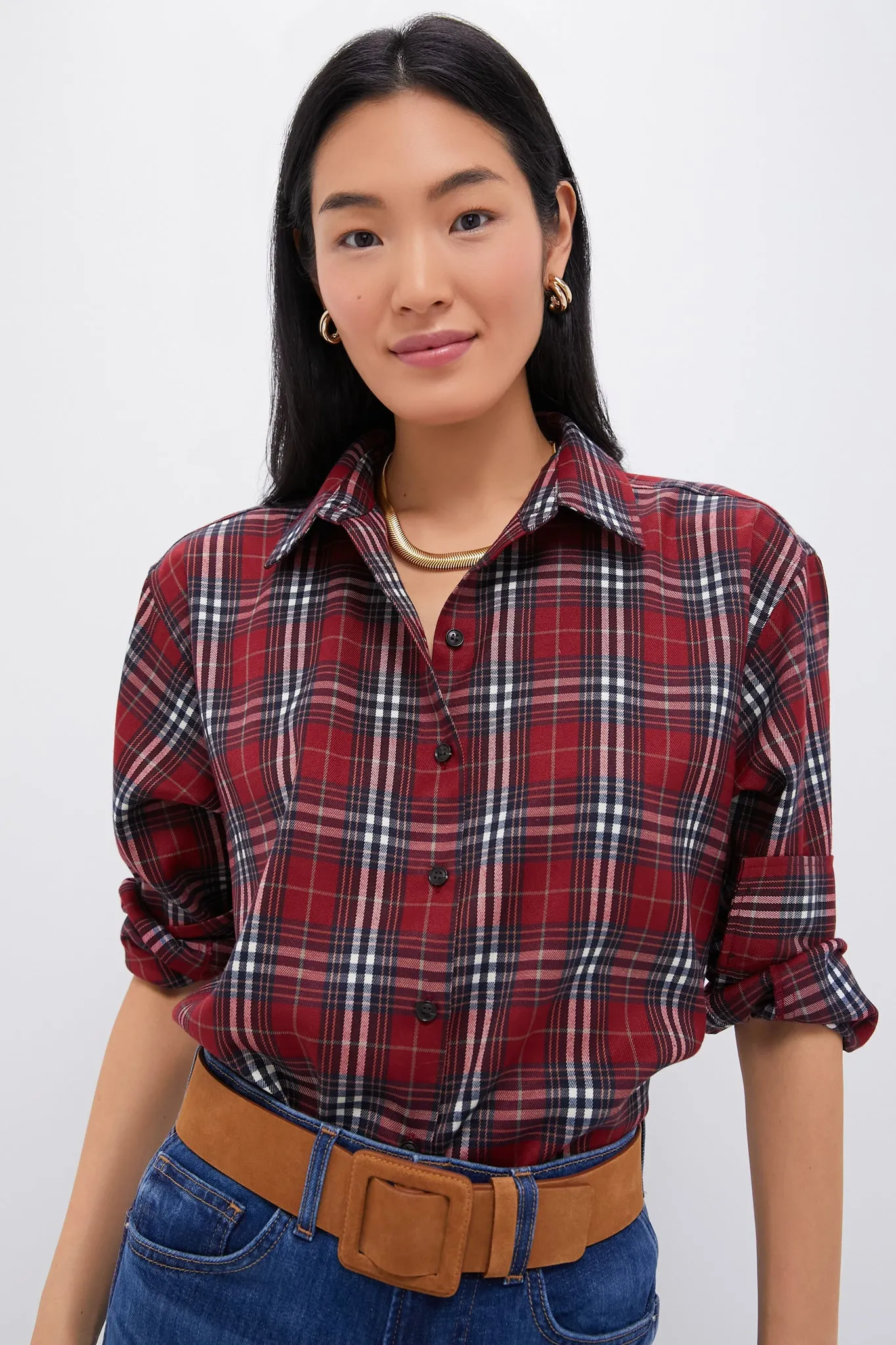 Red Plaid Nadine Boyfriend Button Down sold by Tuckernuck