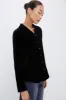 Black Stretch Silk Velvet Genevieve Shirt sold by Tuckernuck