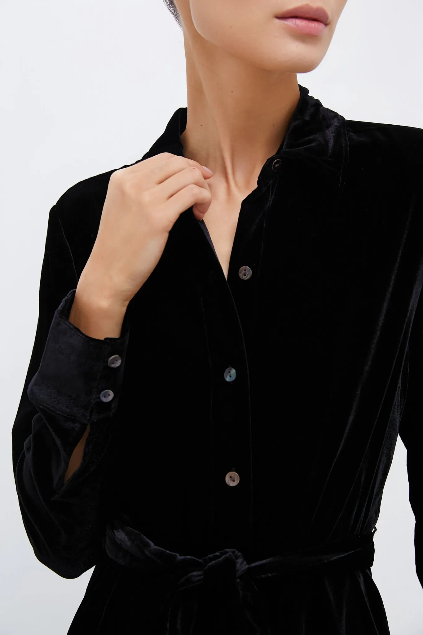 Black Stretch Silk Velvet Riley Midi Dress sold by Tuckernuck product image thumbnail 5