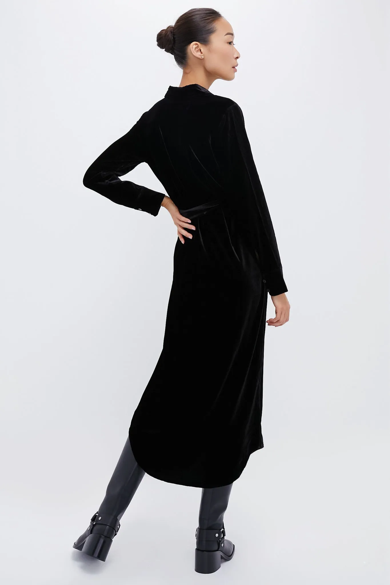 Black Stretch Silk Velvet Riley Midi Dress sold by Tuckernuck product image thumbnail 4