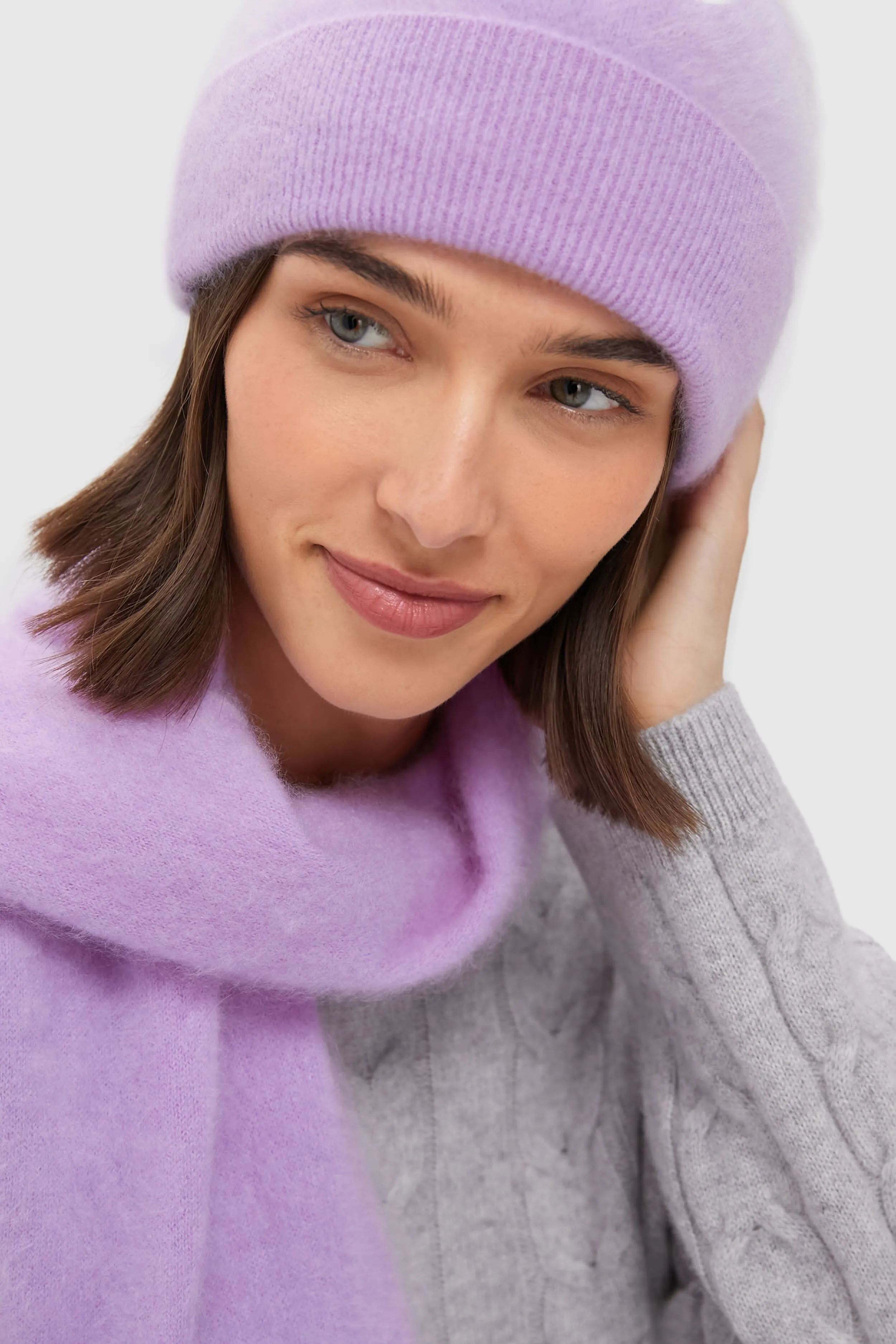 Lilac Cashmere Hat and Scarf Set sold by Tuckernuck product image thumbnail 2