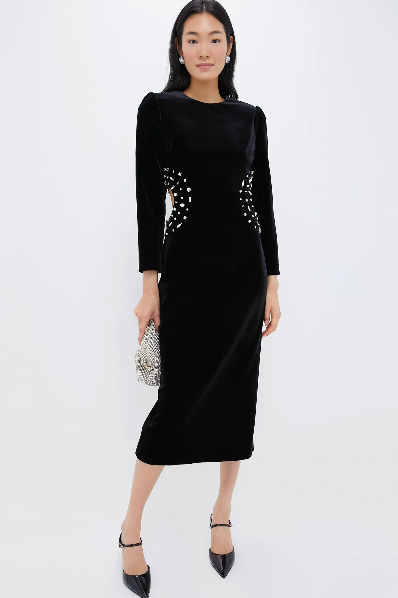 Black Embellished Velvet Jules Midi Dress sold by Tuckernuck product image thumbnail 2