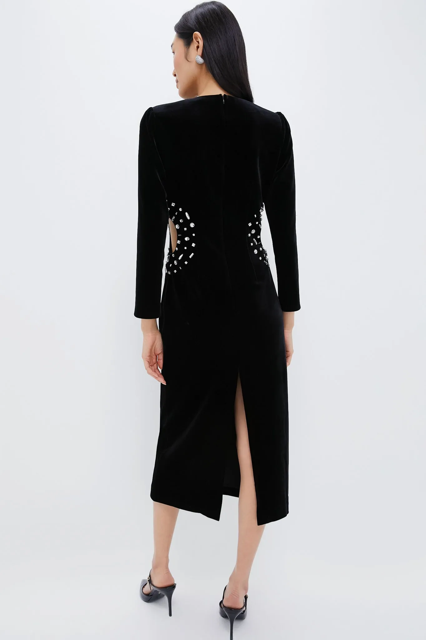 Black Embellished Velvet Jules Midi Dress sold by Tuckernuck product image thumbnail 4