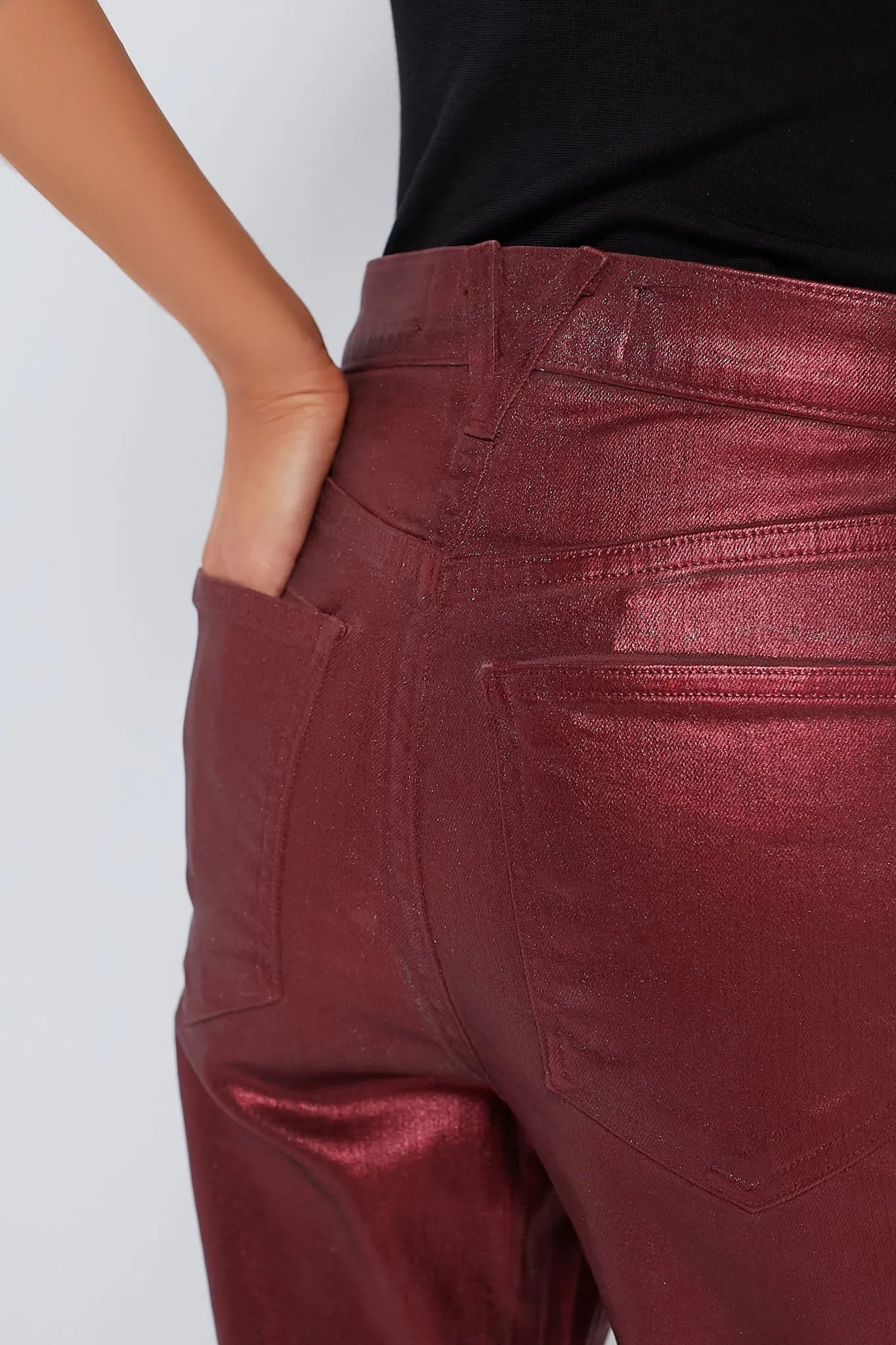 Burgundy Metallic Crosbie Wide Leg sold by Tuckernuck product image thumbnail 5