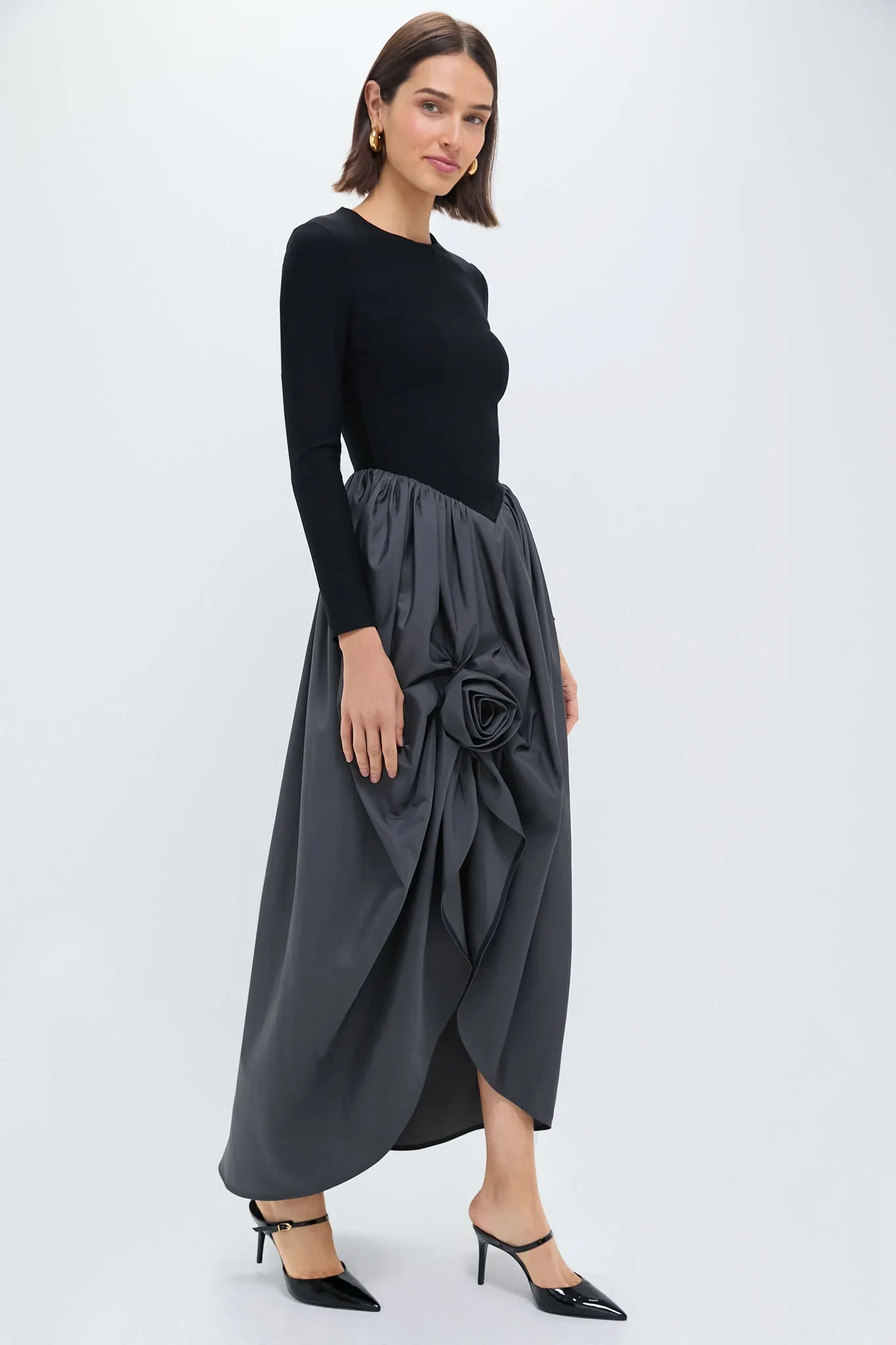 Gray Aurora Maxi Dress with Rose Detail sold by Tuckernuck product image thumbnail 3