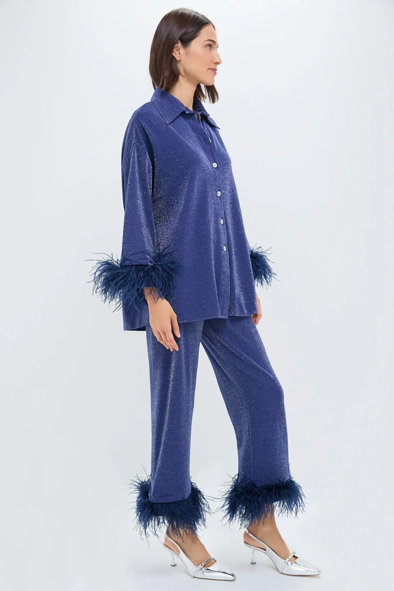 Navy Cosmos Oversized Metallic Jersey Pajama Set sold by Tuckernuck product image thumbnail 3