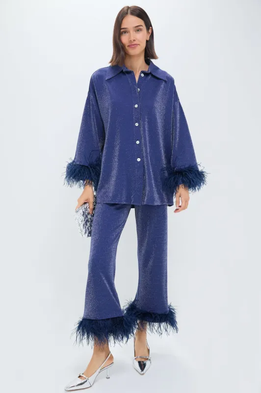 Navy Cosmos Oversized Metallic Jersey Pajama Set sold by Tuckernuck