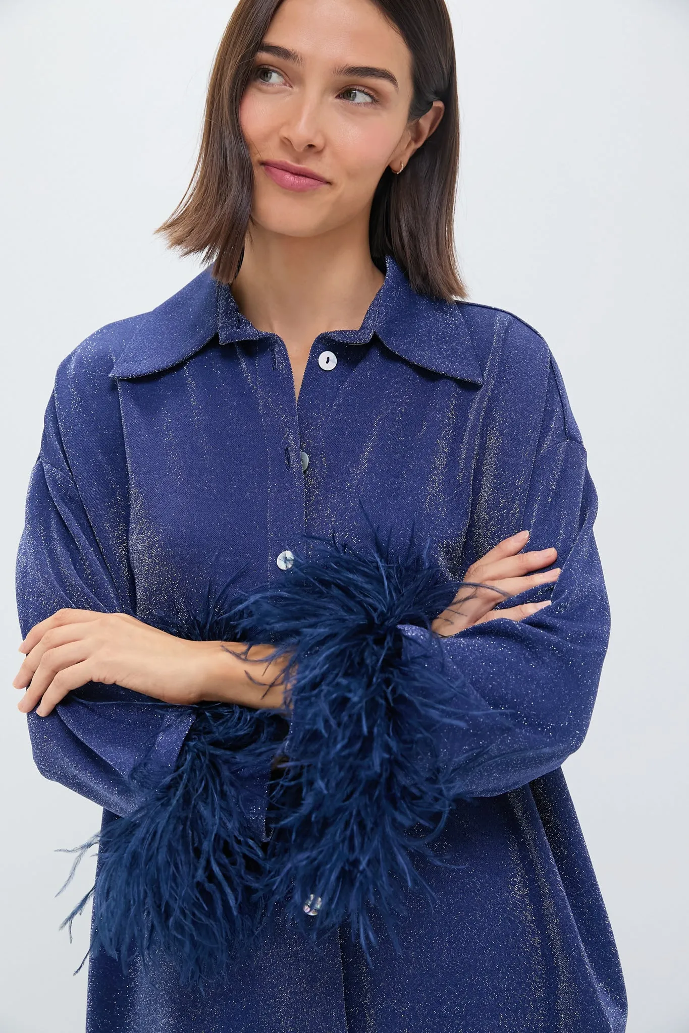 Navy Cosmos Oversized Metallic Jersey Pajama Set sold by Tuckernuck product image thumbnail 2