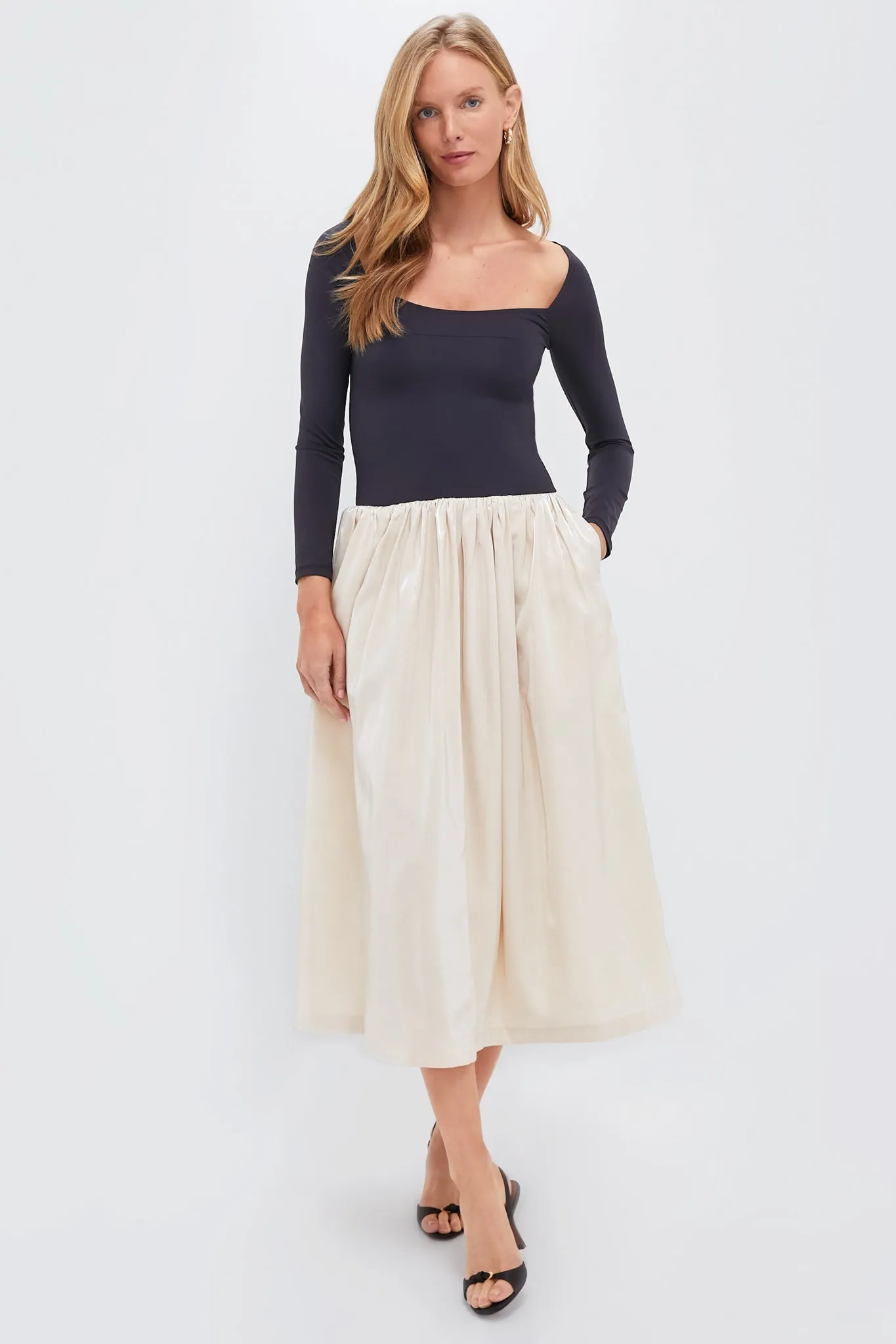 Black and Cream Deeda Dress sold by Tuckernuck