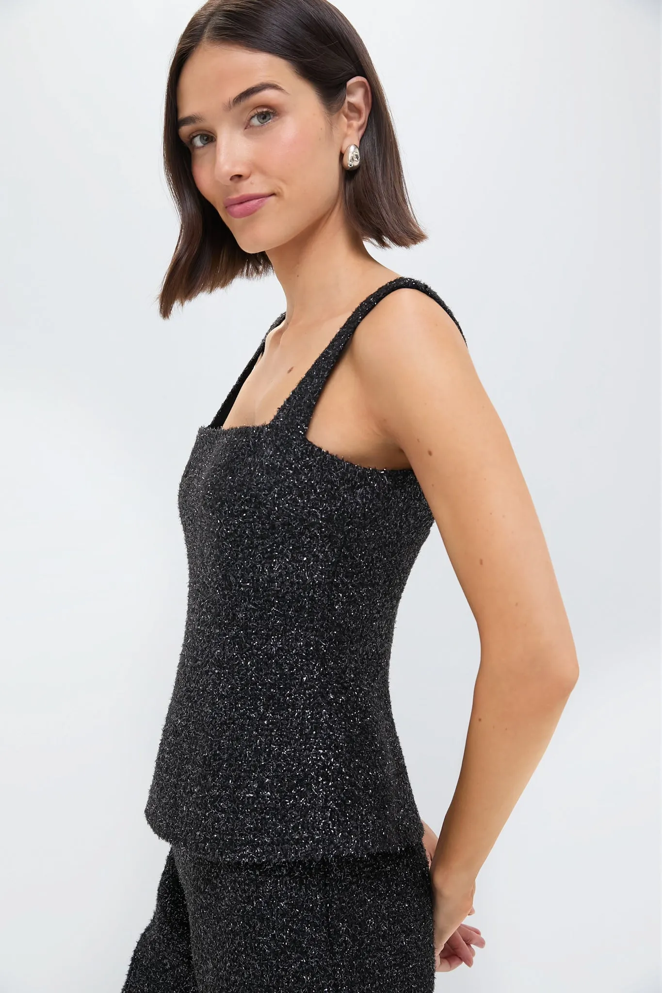 Black Trixie Disco Tweed Top sold by Tuckernuck product image thumbnail 3
