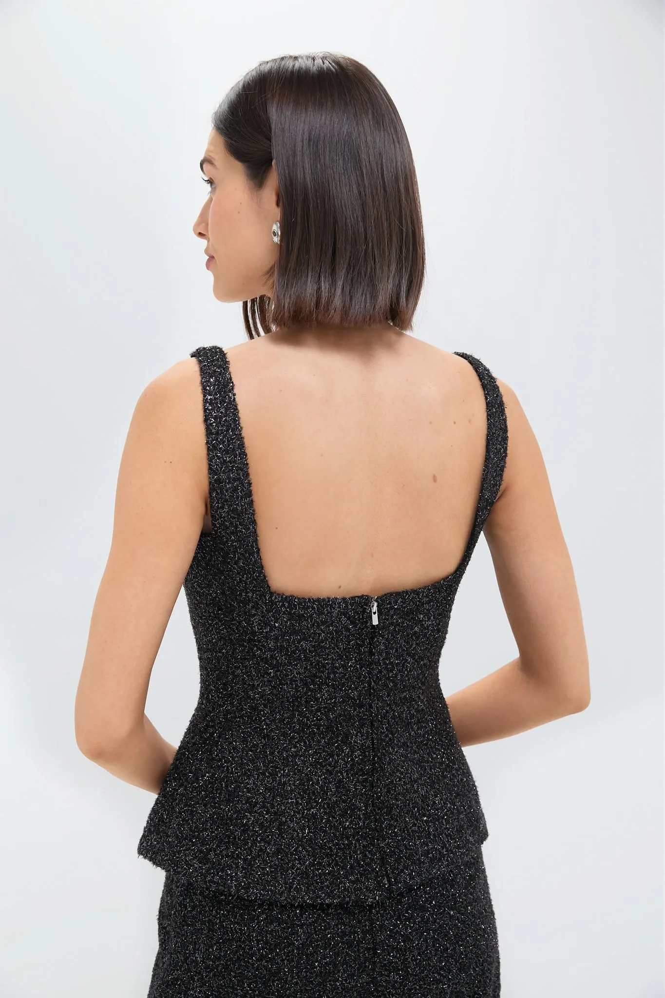 Black Trixie Disco Tweed Top sold by Tuckernuck product image thumbnail 4