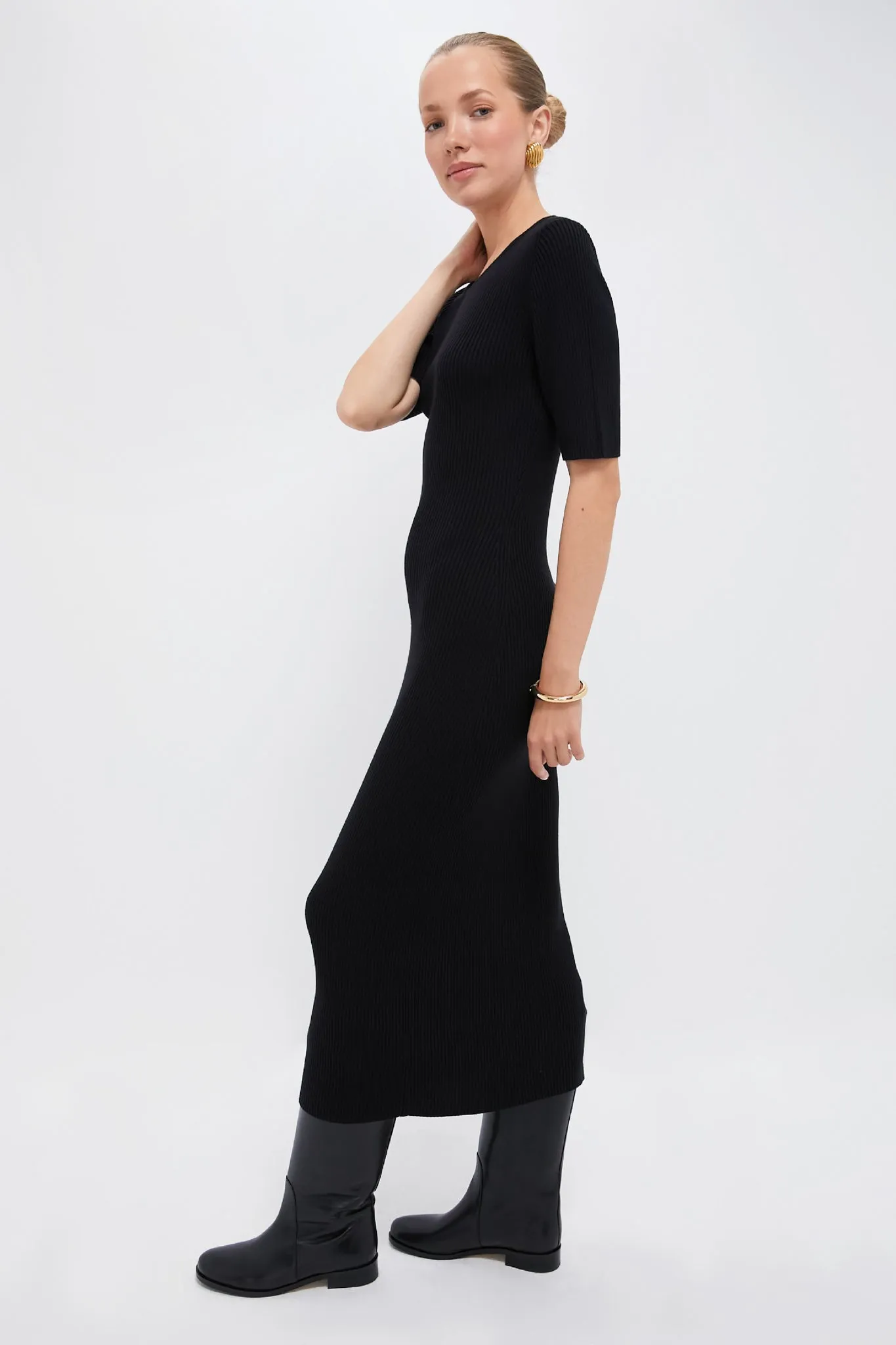 Black Tencel and Cashmere Geneva Dress sold by Tuckernuck product image thumbnail 3
