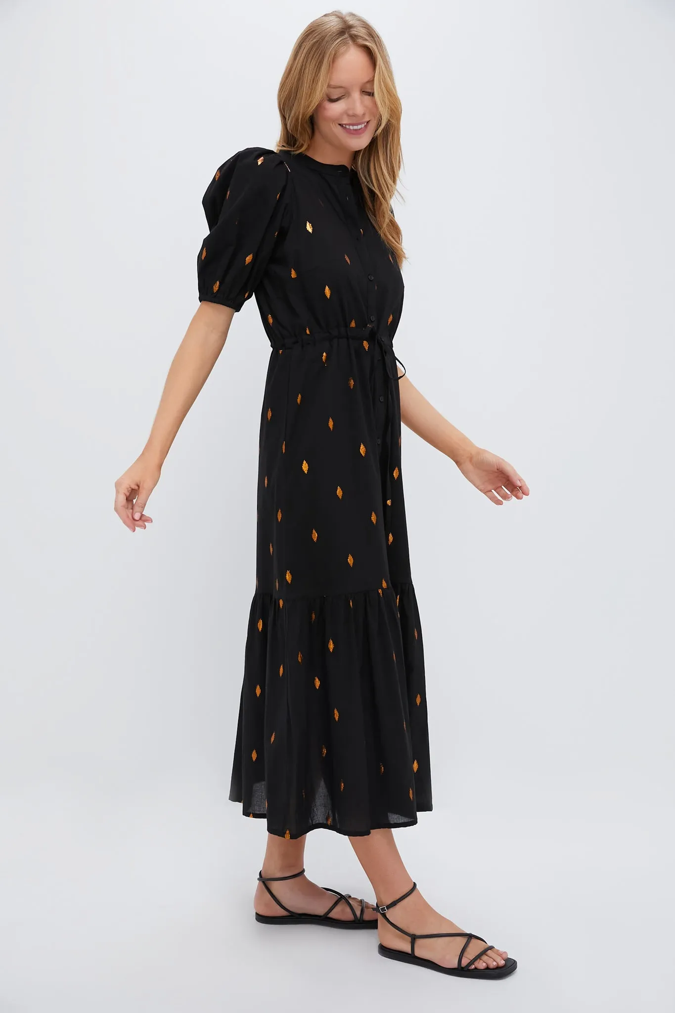 Gold Leaf Lurex Black Lucy Dress sold by Tuckernuck product image thumbnail 3