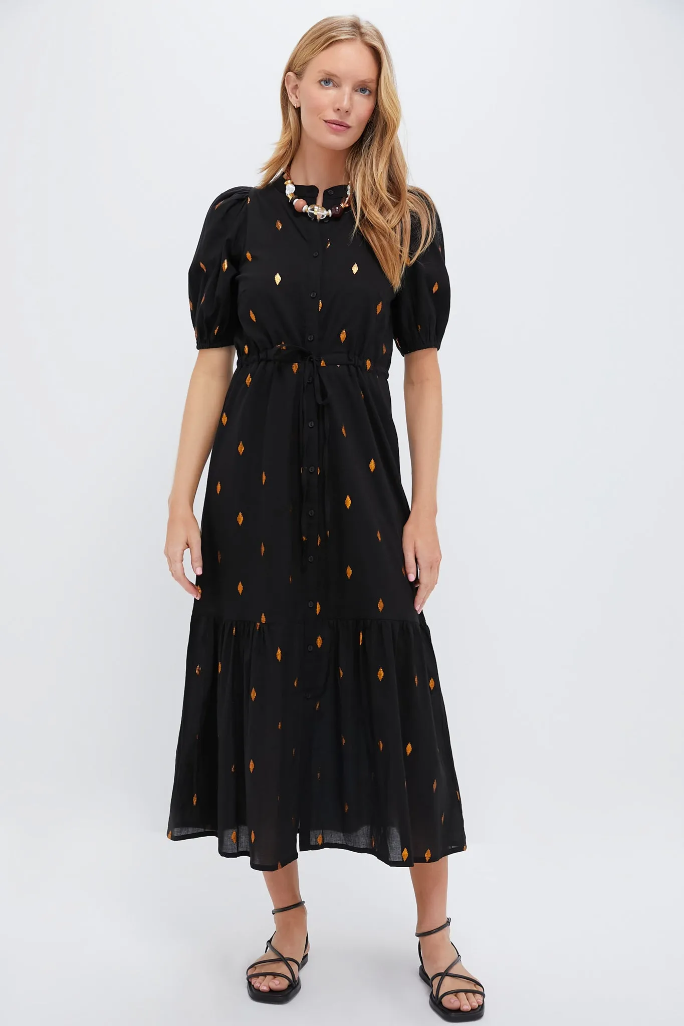Gold Leaf Lurex Black Lucy Dress sold by Tuckernuck