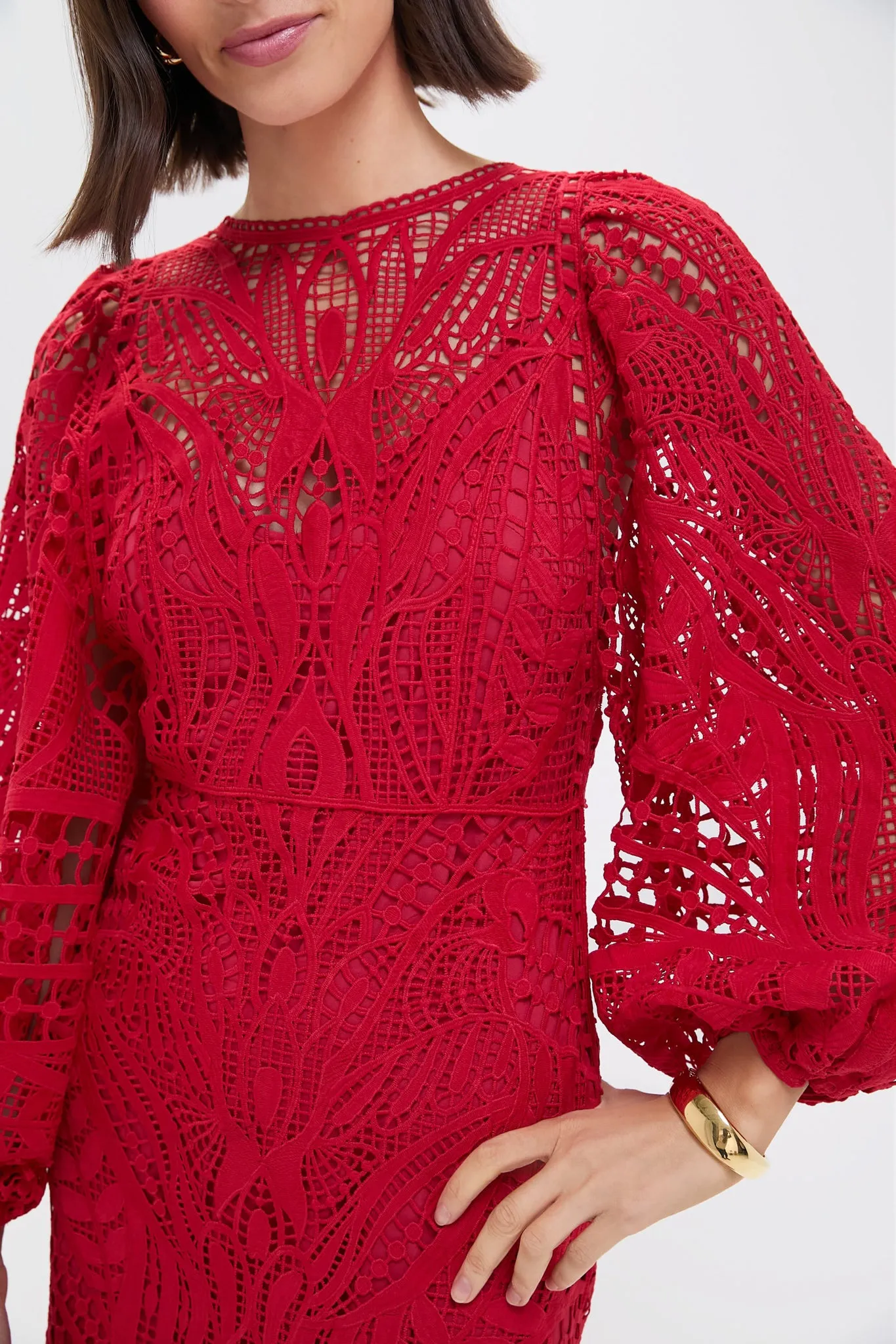 Red Nature Guipure Midi Dress sold by Tuckernuck product image thumbnail 5