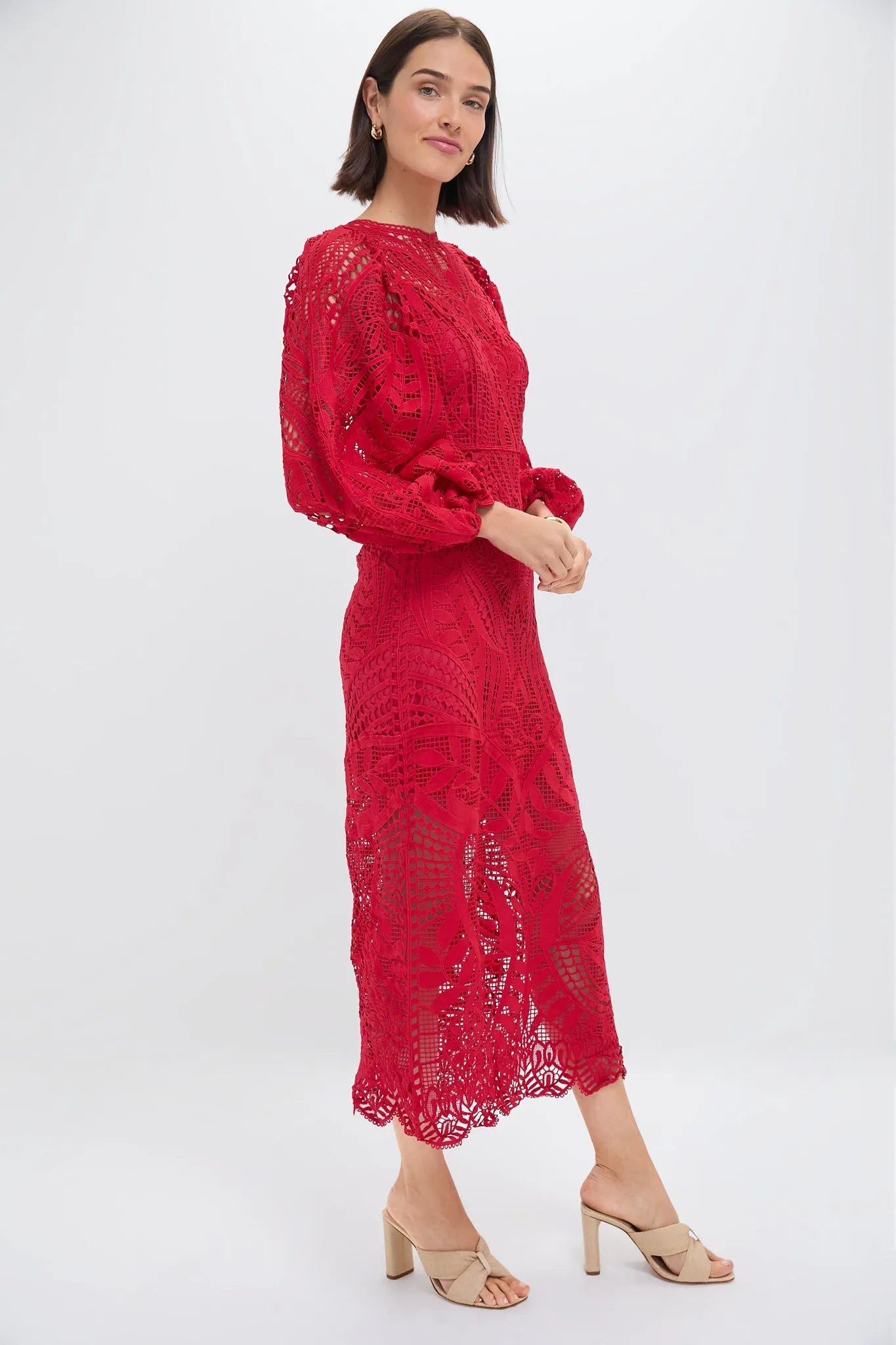 Red Nature Guipure Midi Dress sold by Tuckernuck product image thumbnail 3