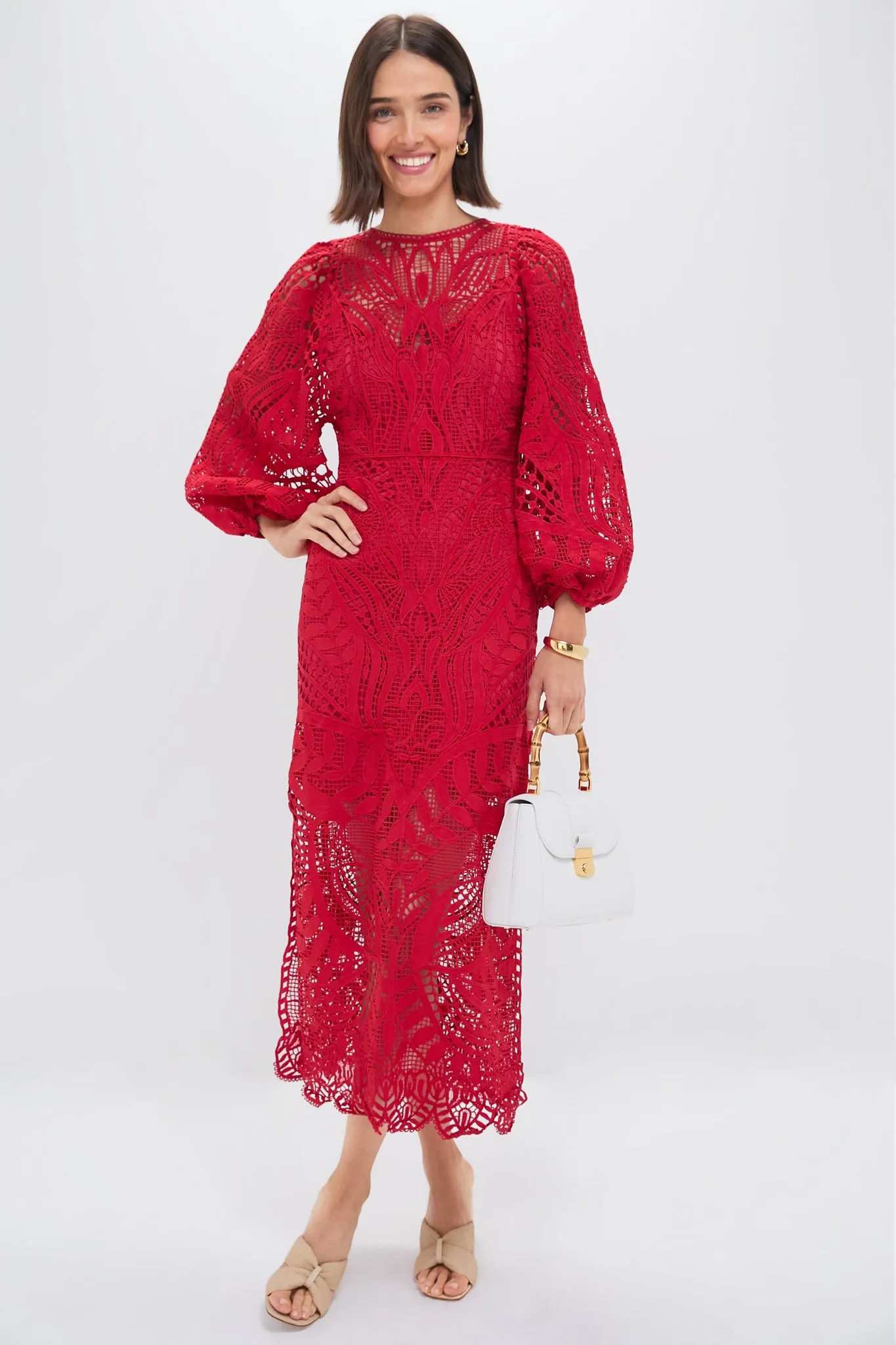 Red Nature Guipure Midi Dress sold by Tuckernuck product image thumbnail 2