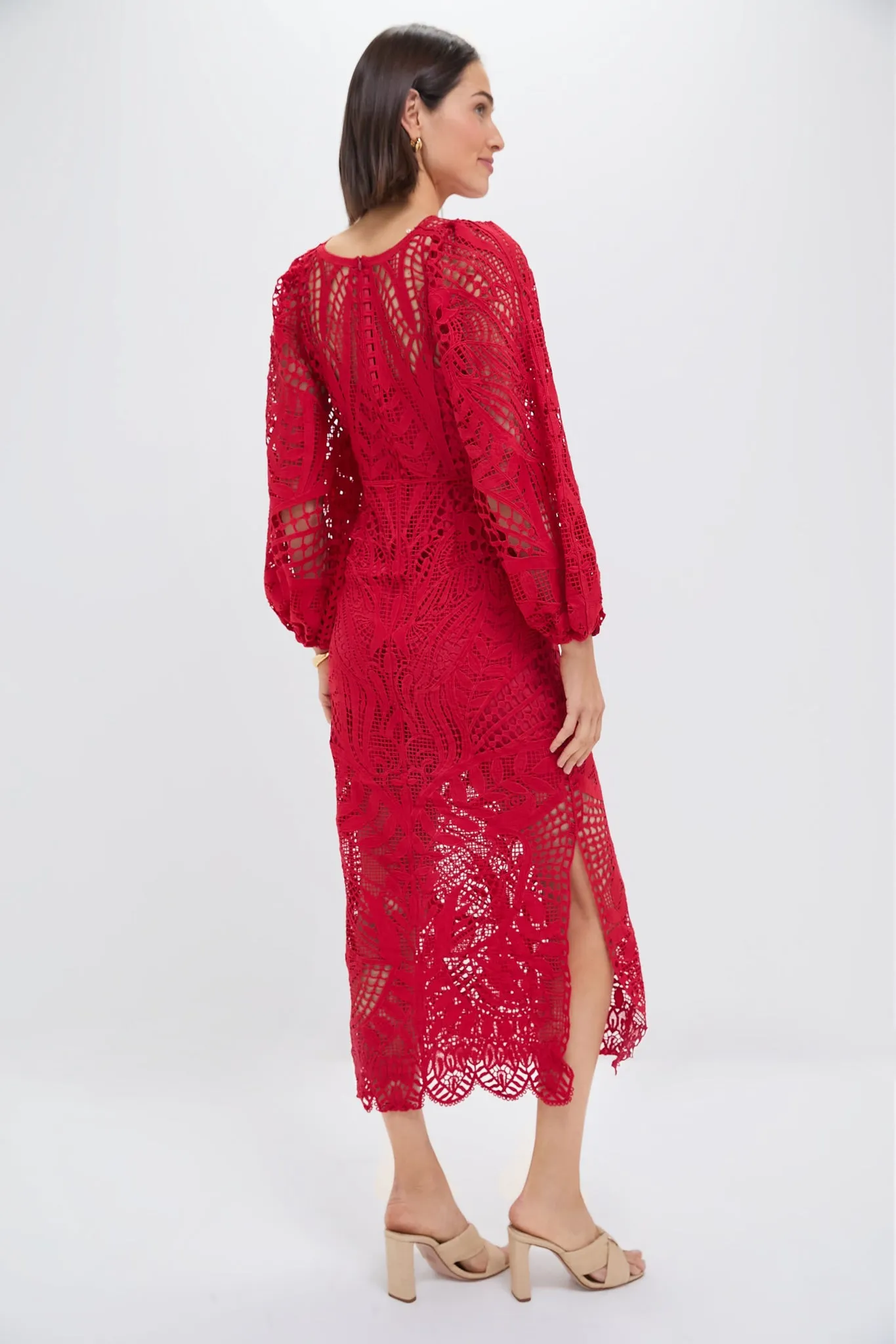 Red Nature Guipure Midi Dress sold by Tuckernuck product image thumbnail 4