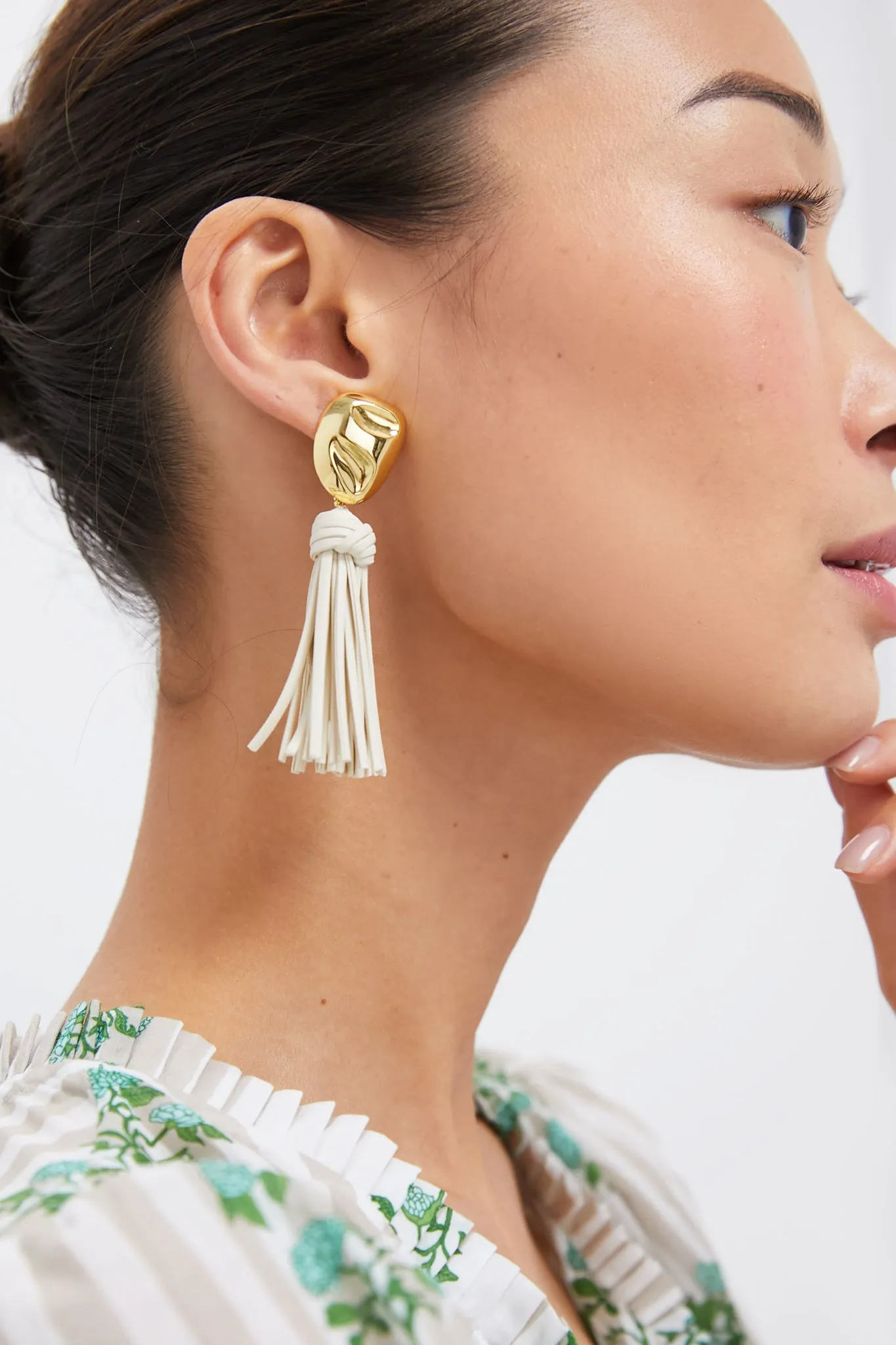Cream Tassel Athena Earrings sold by Tuckernuck product image thumbnail 2
