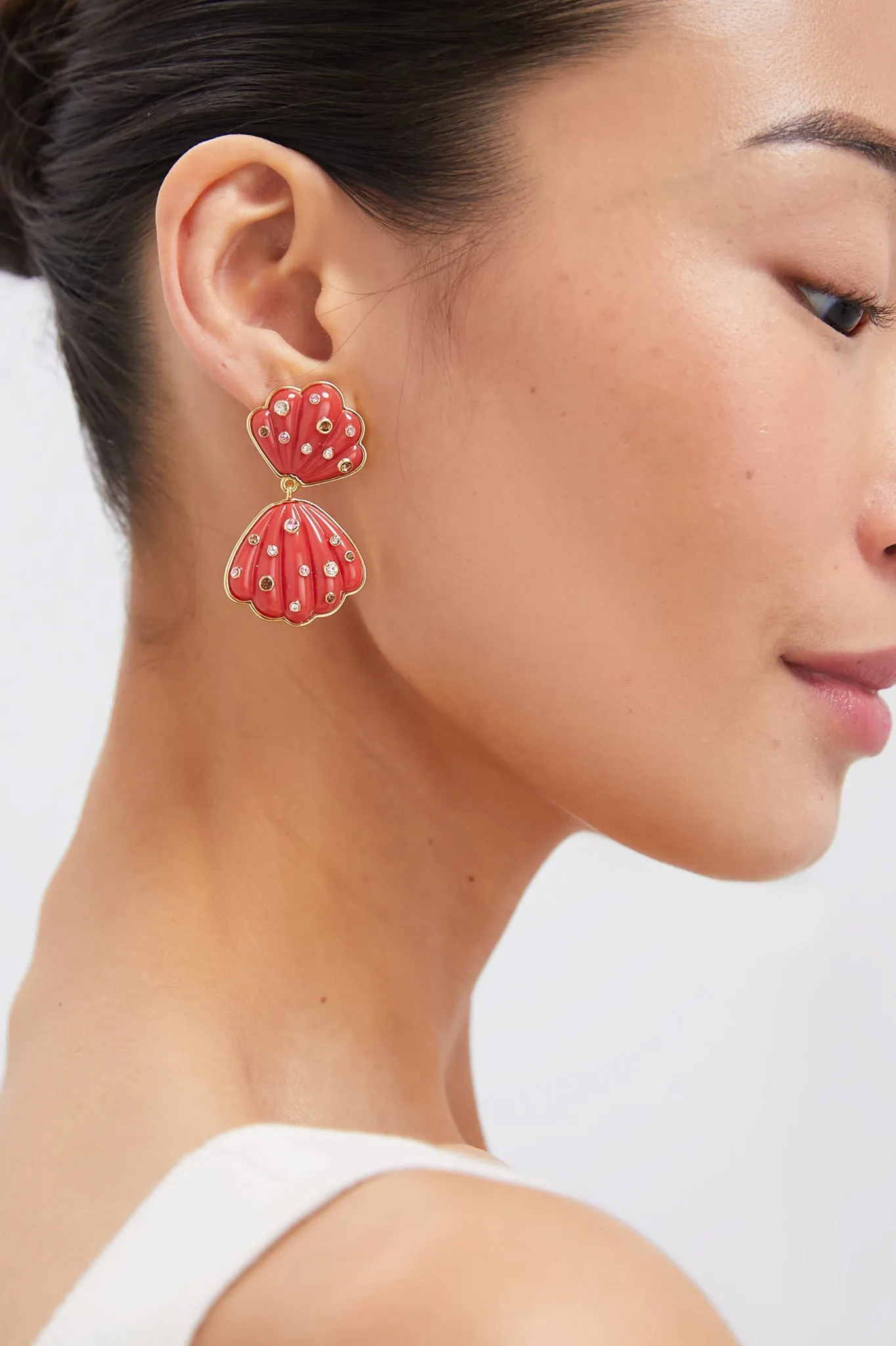 Coral Veda Double Shell Earrings sold by Tuckernuck product image thumbnail 2