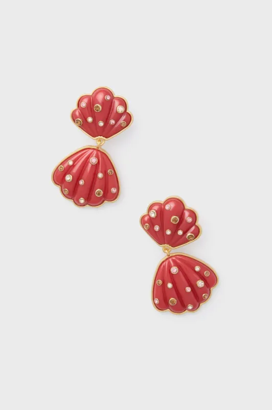 Coral Veda Double Shell Earrings sold by Tuckernuck