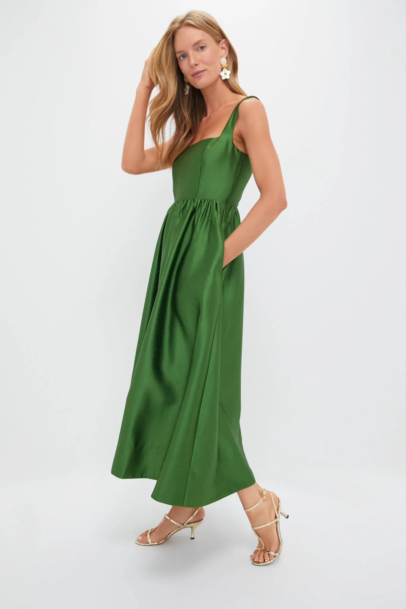 Green Dupioni Esme Dress sold by Tuckernuck product image thumbnail 3