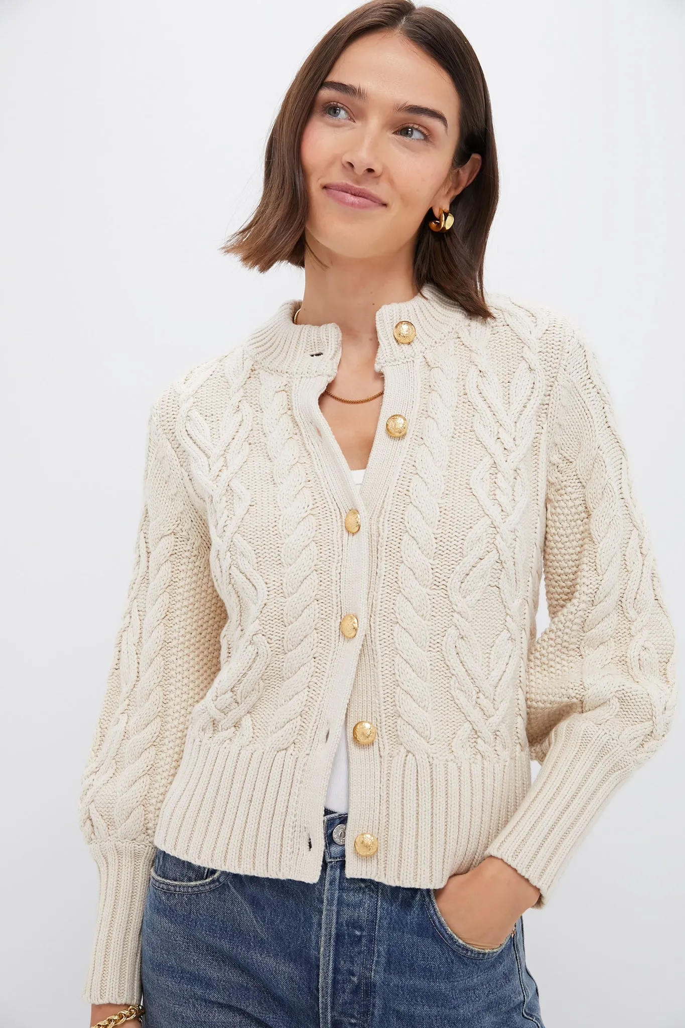 Sandstone Cotton Colette Cardigan sold by Tuckernuck