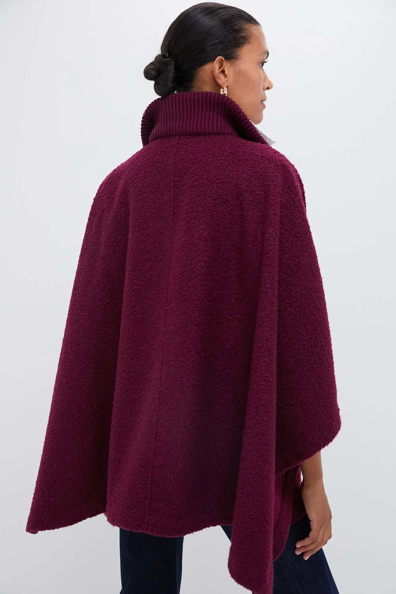 Oxblood Boucle High-Neck Poncho sold by Tuckernuck product image thumbnail 4