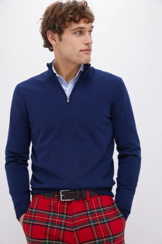 Marine Navy Heather Movement Quarter Zip sold by Tuckernuck