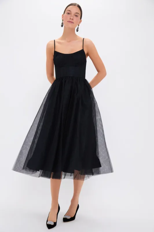 Black Tulle Corset Midi Dress sold by Tuckernuck