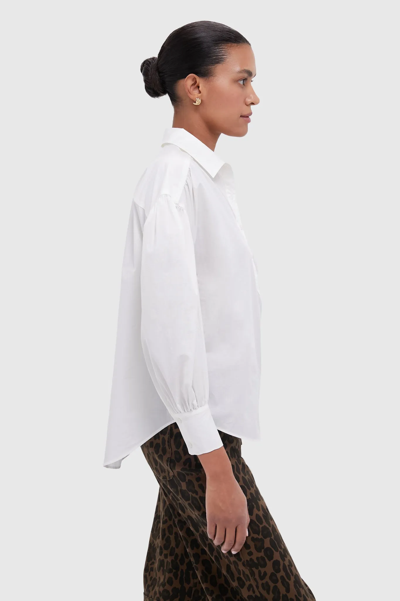 White Scalloped Ballon Sleeve Leanne Blouse sold by Tuckernuck product image thumbnail 3