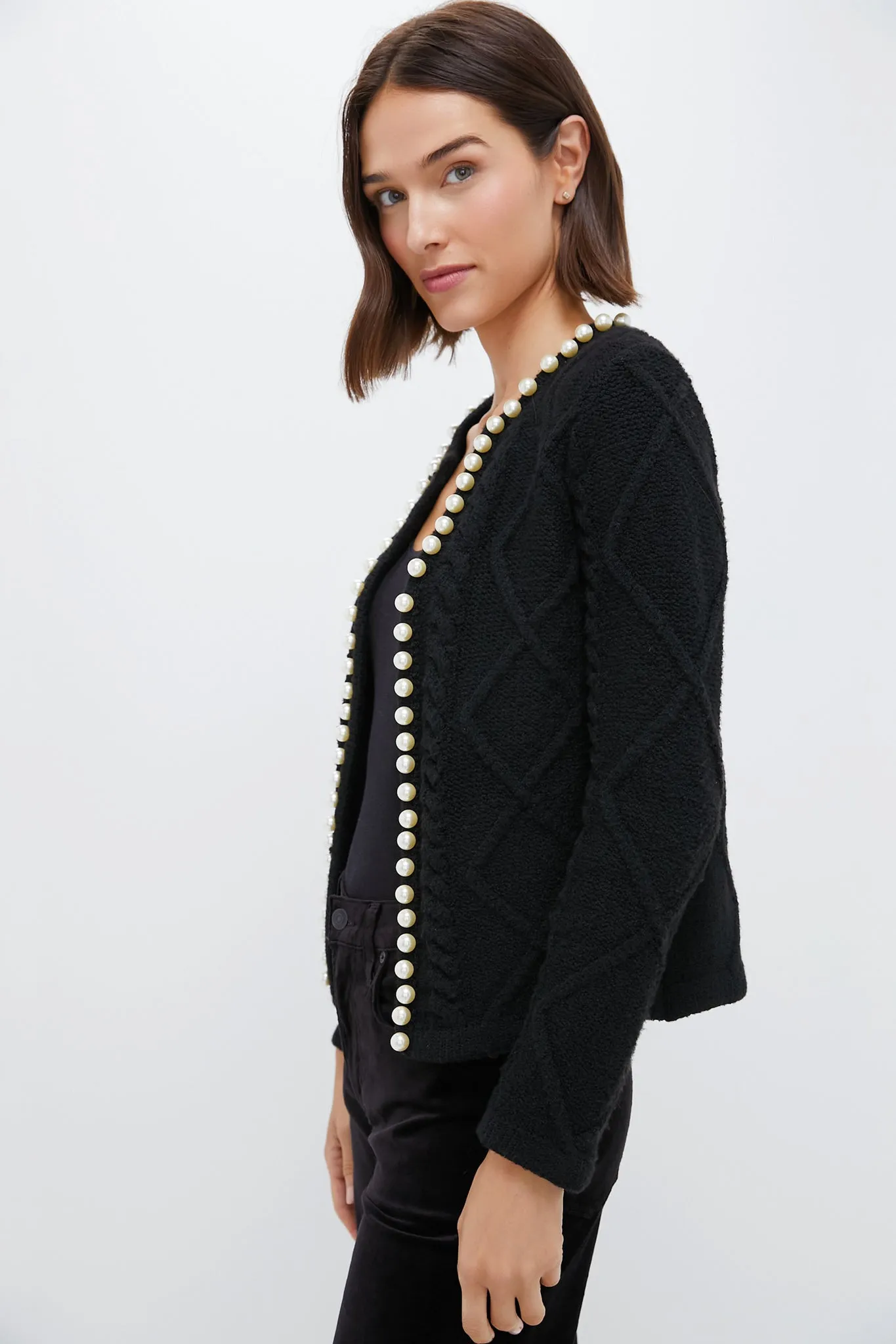 Black Pearl Trim Piper Cardigan sold by Tuckernuck product image thumbnail 3