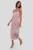 Soft Pink Shimmer Stripes Mila Strapless Midi Dress sold by Tuckernuck