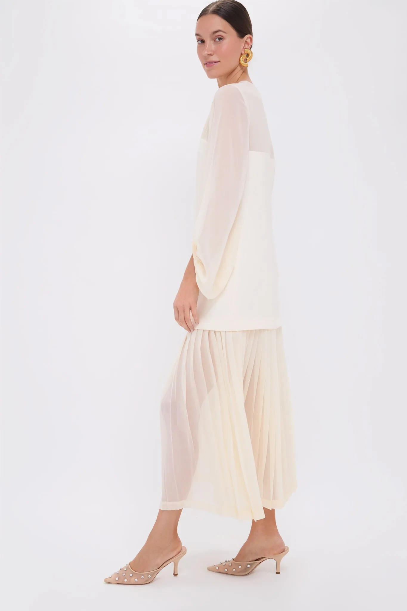 Ivory Pleated Lorraine Dress sold by Tuckernuck product image thumbnail 3