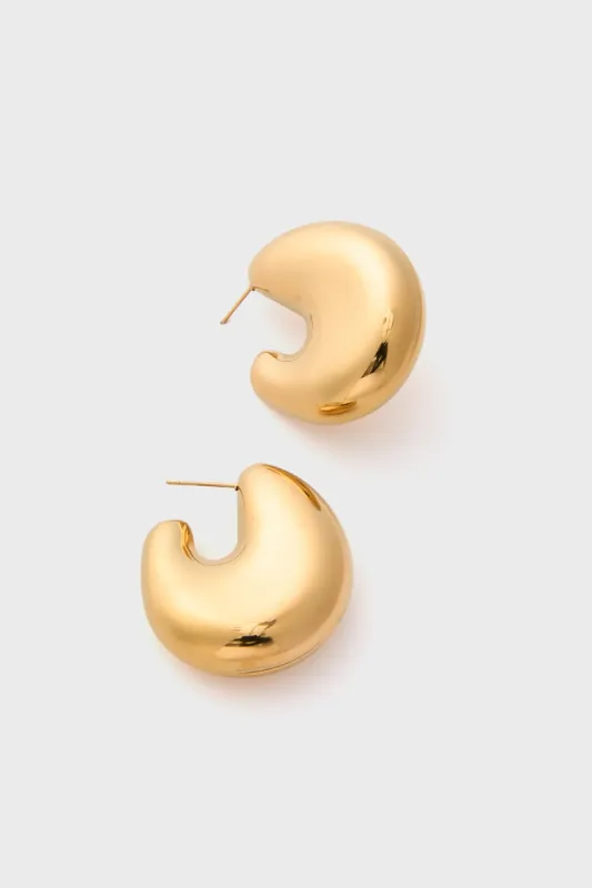 Gold Bean Hoop Earrings made by Petit Moments