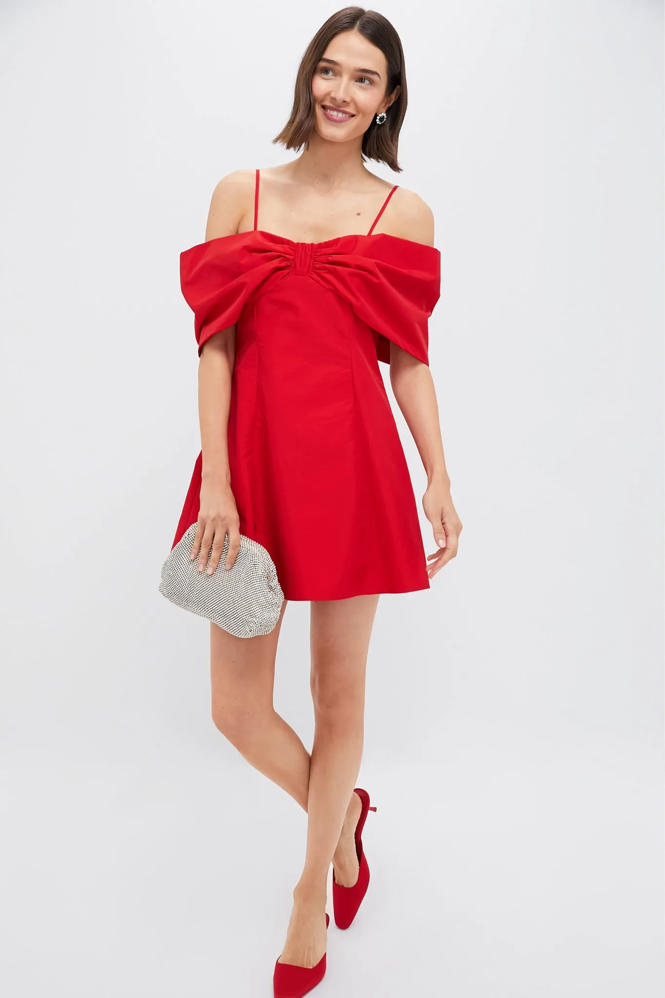 Off-the-Shoulder Red Bow Bates Mini Dress sold by Tuckernuck product image thumbnail 2