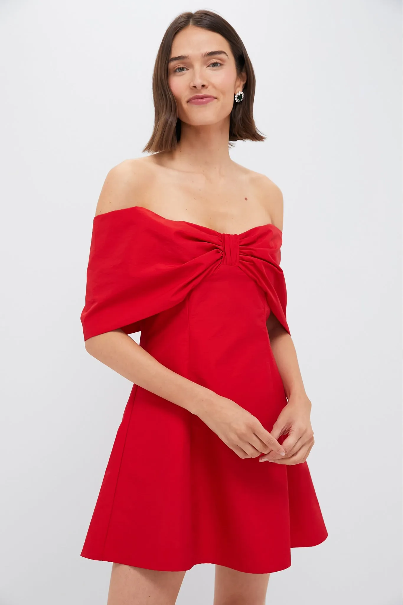 Off-the-Shoulder Red Bow Bates Mini Dress sold by Tuckernuck