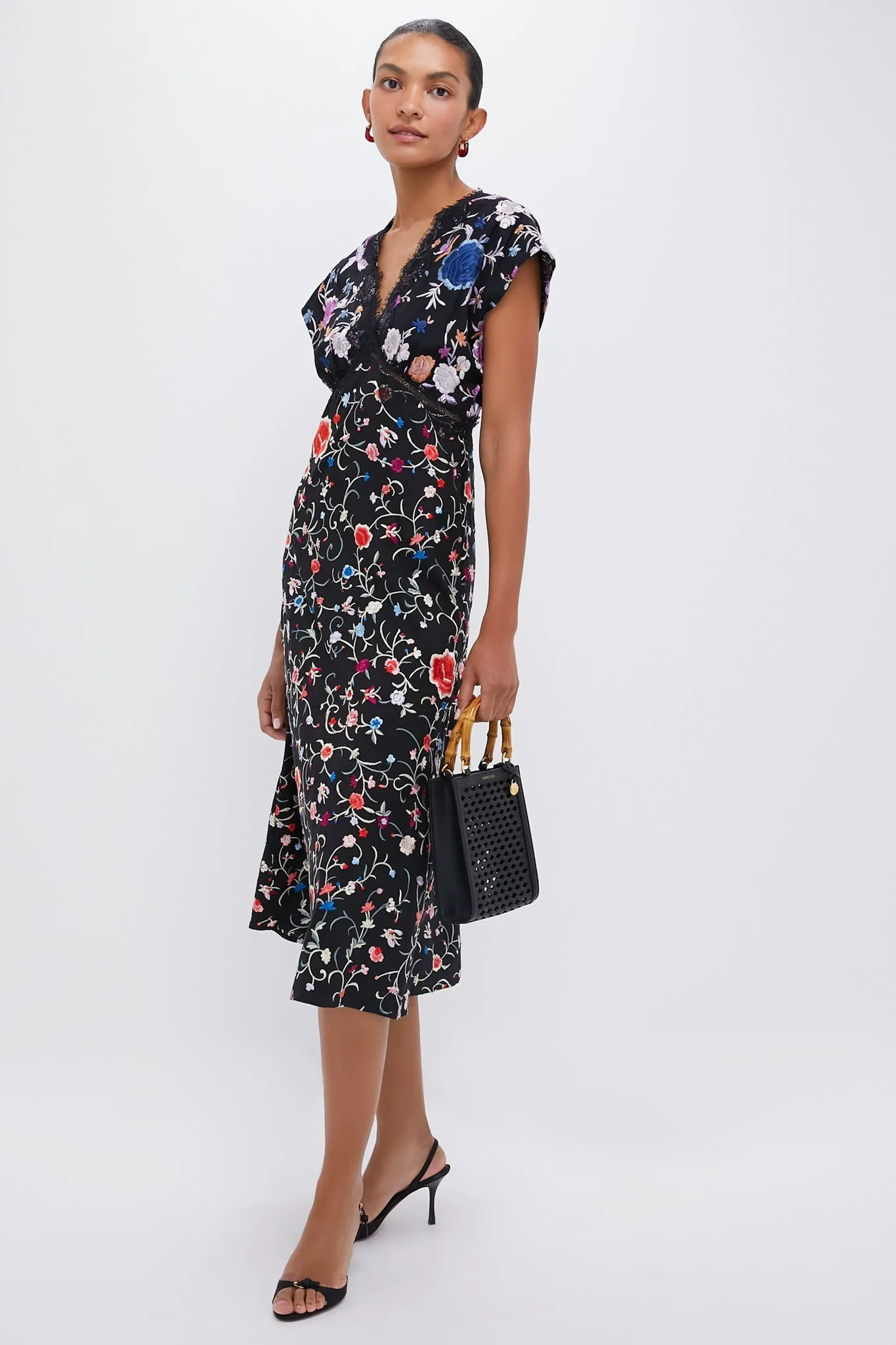 Black Priscilla Embroidery V-Neck Maxi Dress sold by Tuckernuck product image thumbnail 3