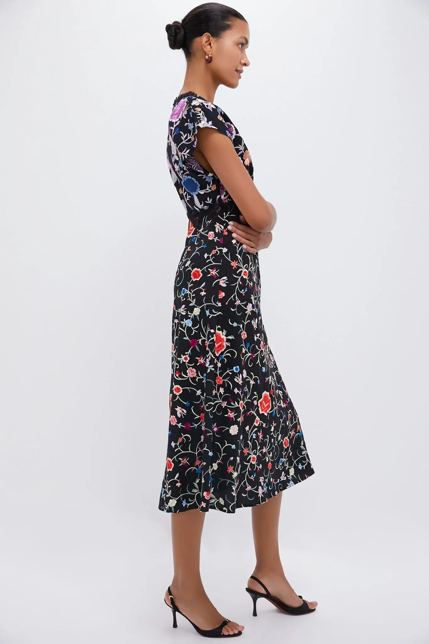 Black Priscilla Embroidery V-Neck Maxi Dress sold by Tuckernuck product image thumbnail 4