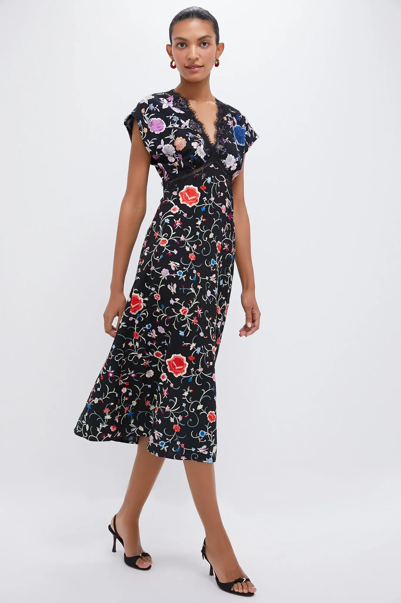 Black Priscilla Embroidery V-Neck Maxi Dress sold by Tuckernuck