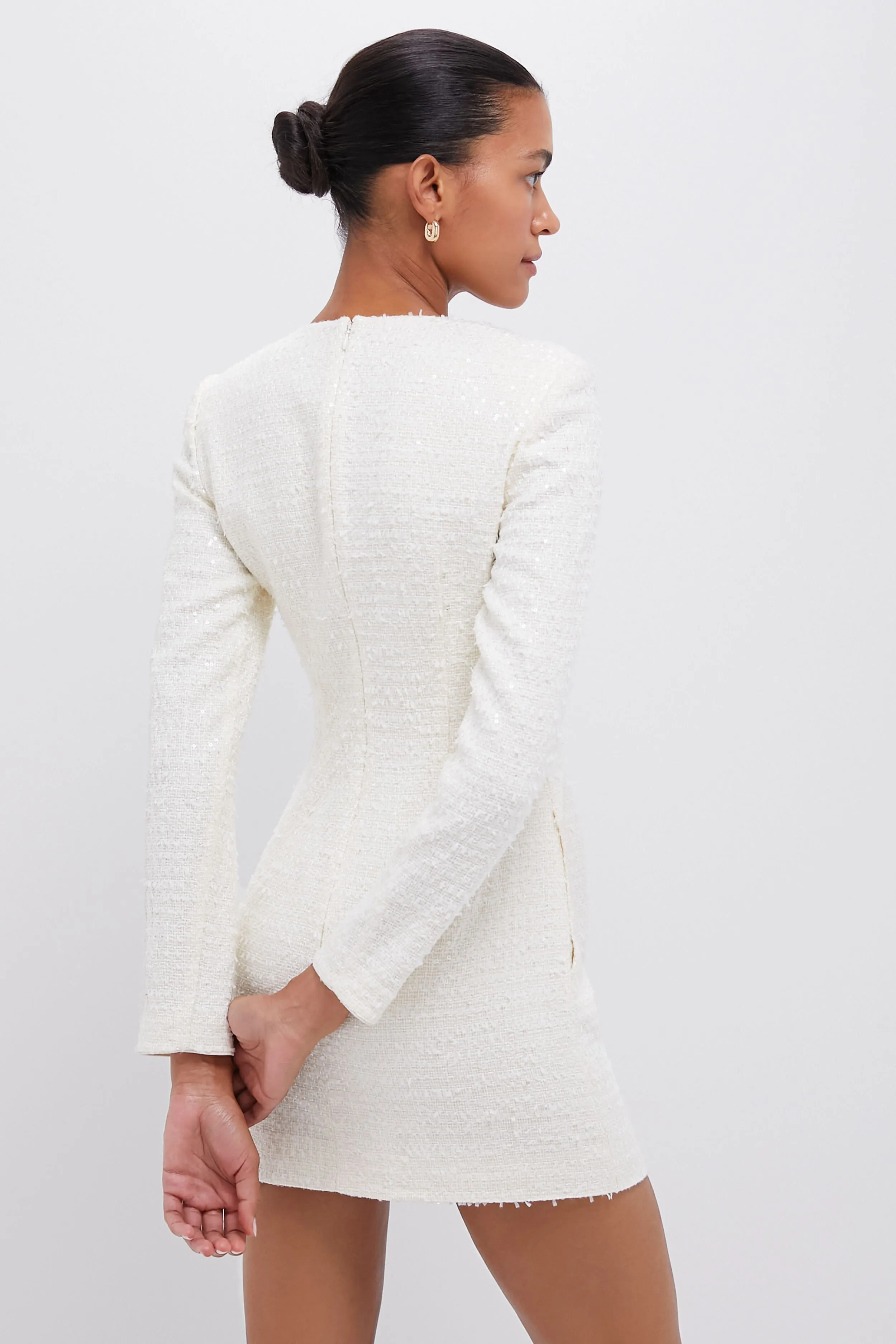 Cream Boucle Diamante Bow Mini Dress sold by Tuckernuck product image thumbnail 5