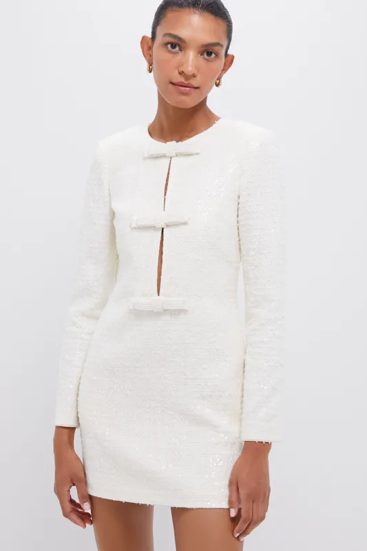 Cream Boucle Diamante Bow Mini Dress sold by Tuckernuck