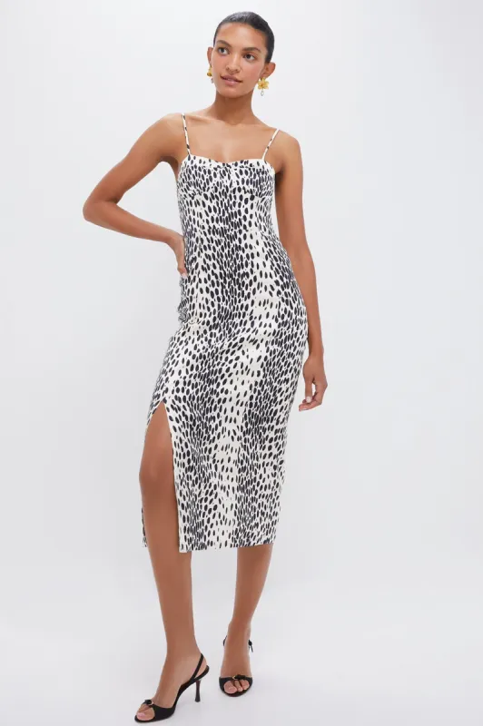 Buttercream Leopard Satin Fitted Bodice Dress sold by Tuckernuck