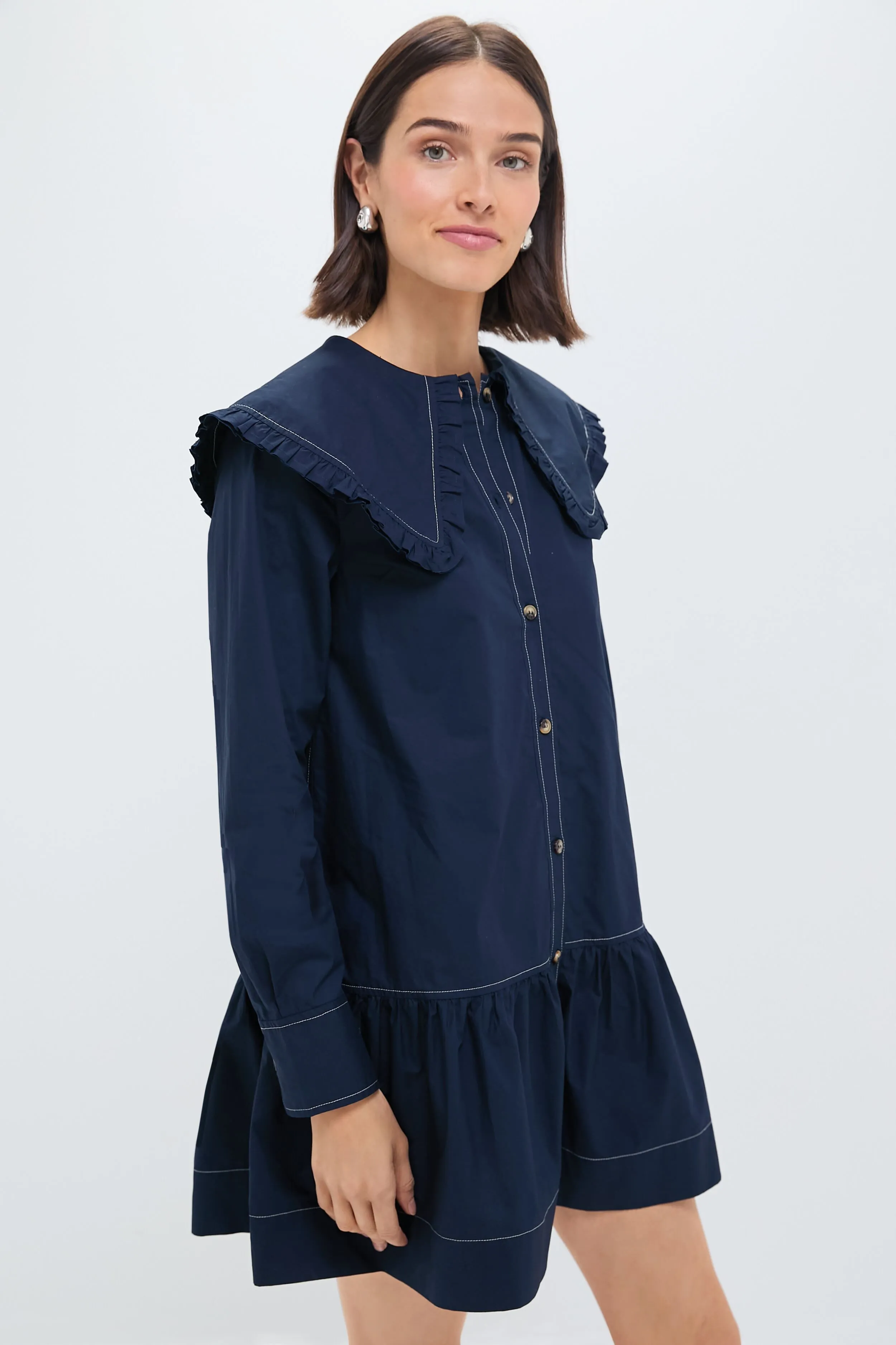Sky Captain Cotton Poplin Big Collar Mini Shirt Dress sold by Tuckernuck product image thumbnail 3