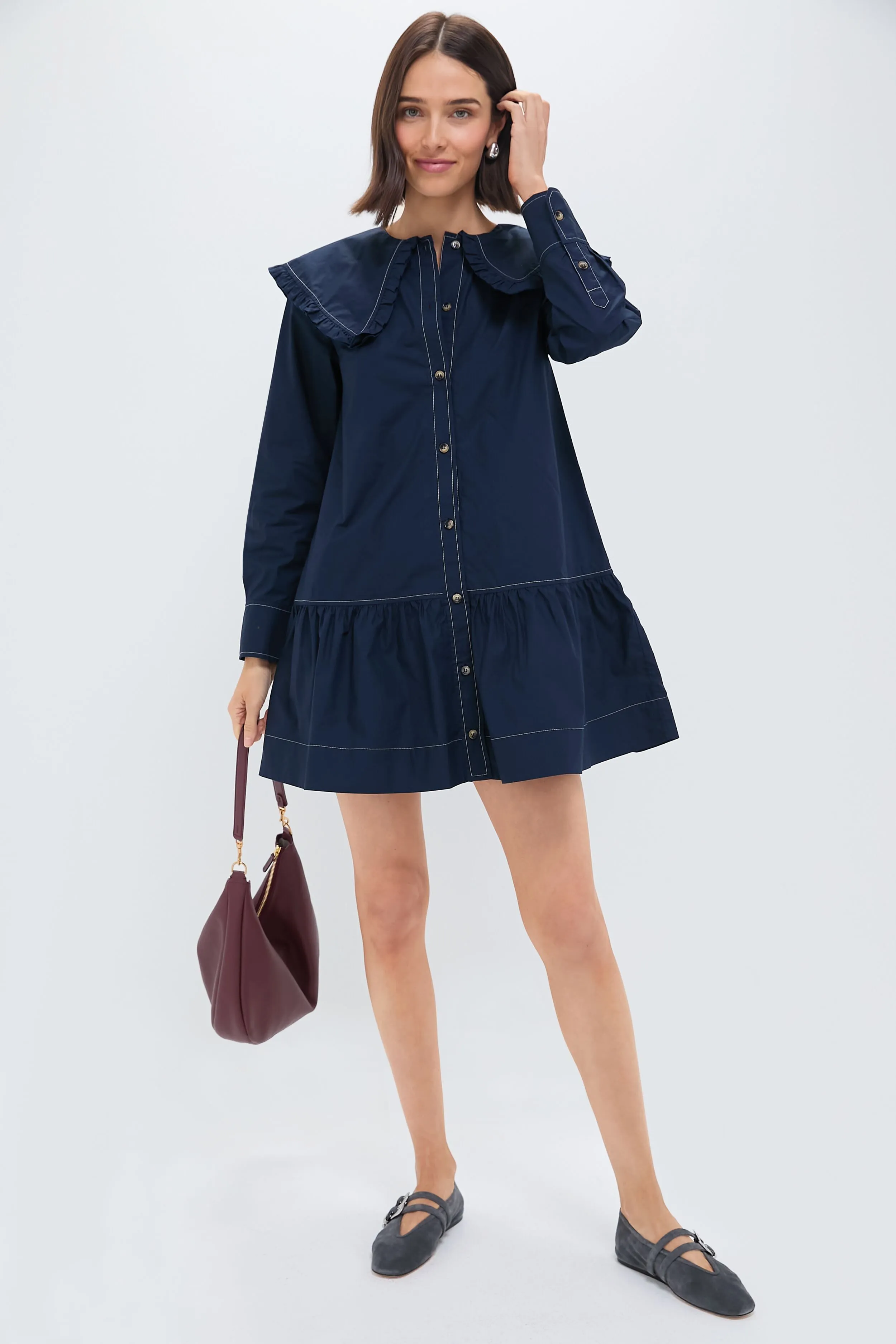 Sky Captain Cotton Poplin Big Collar Mini Shirt Dress sold by Tuckernuck product image thumbnail 2