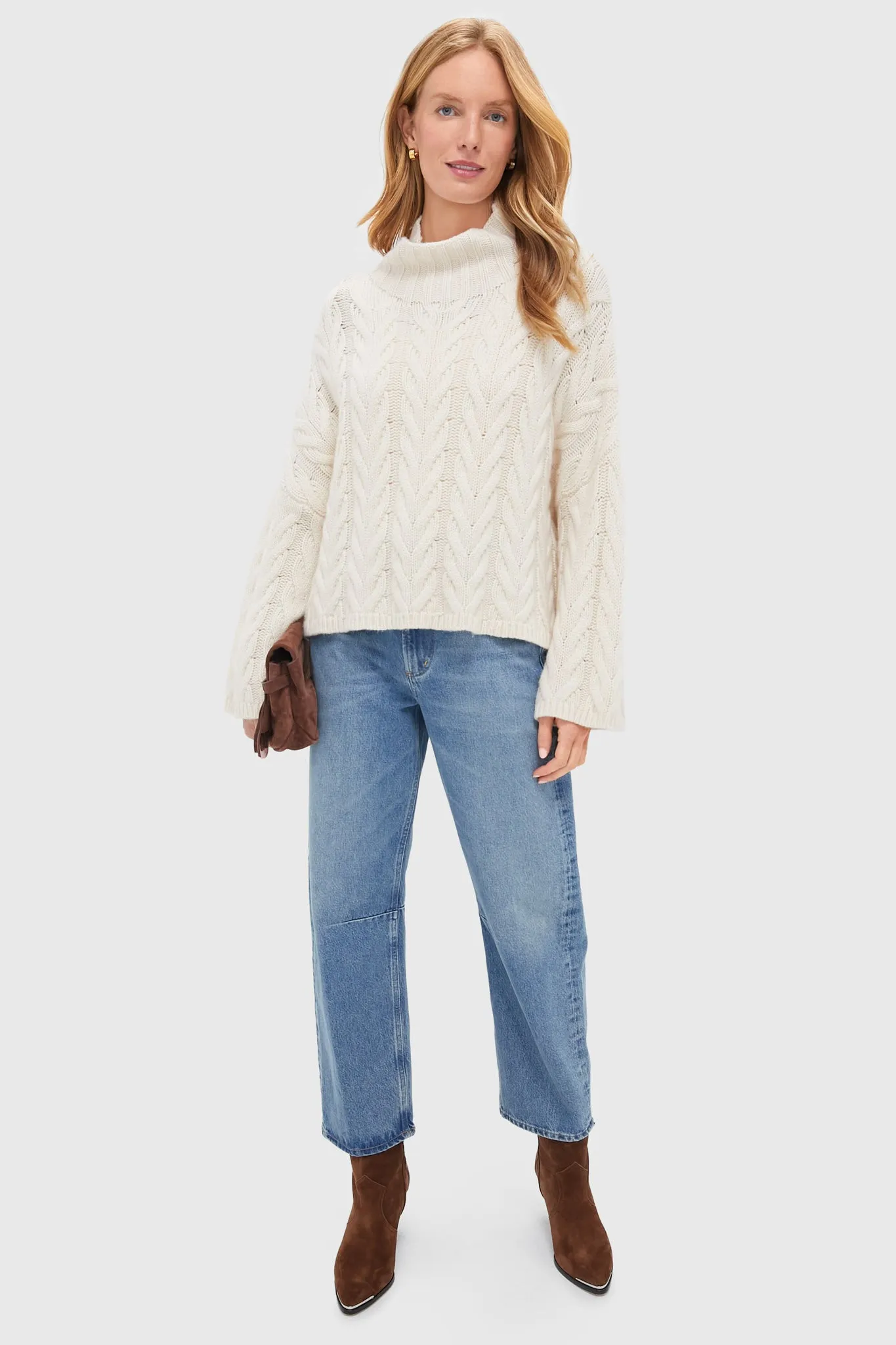 Feather White Cableknit Turtleneck sold by Tuckernuck product image thumbnail 3