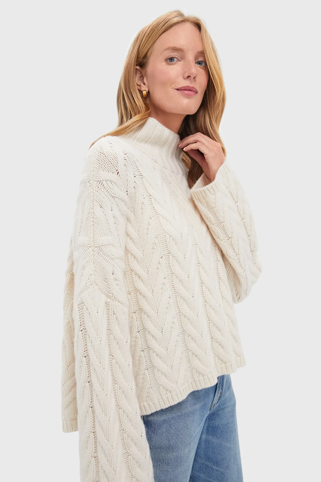 Feather White Cableknit Turtleneck sold by Tuckernuck product image thumbnail 4