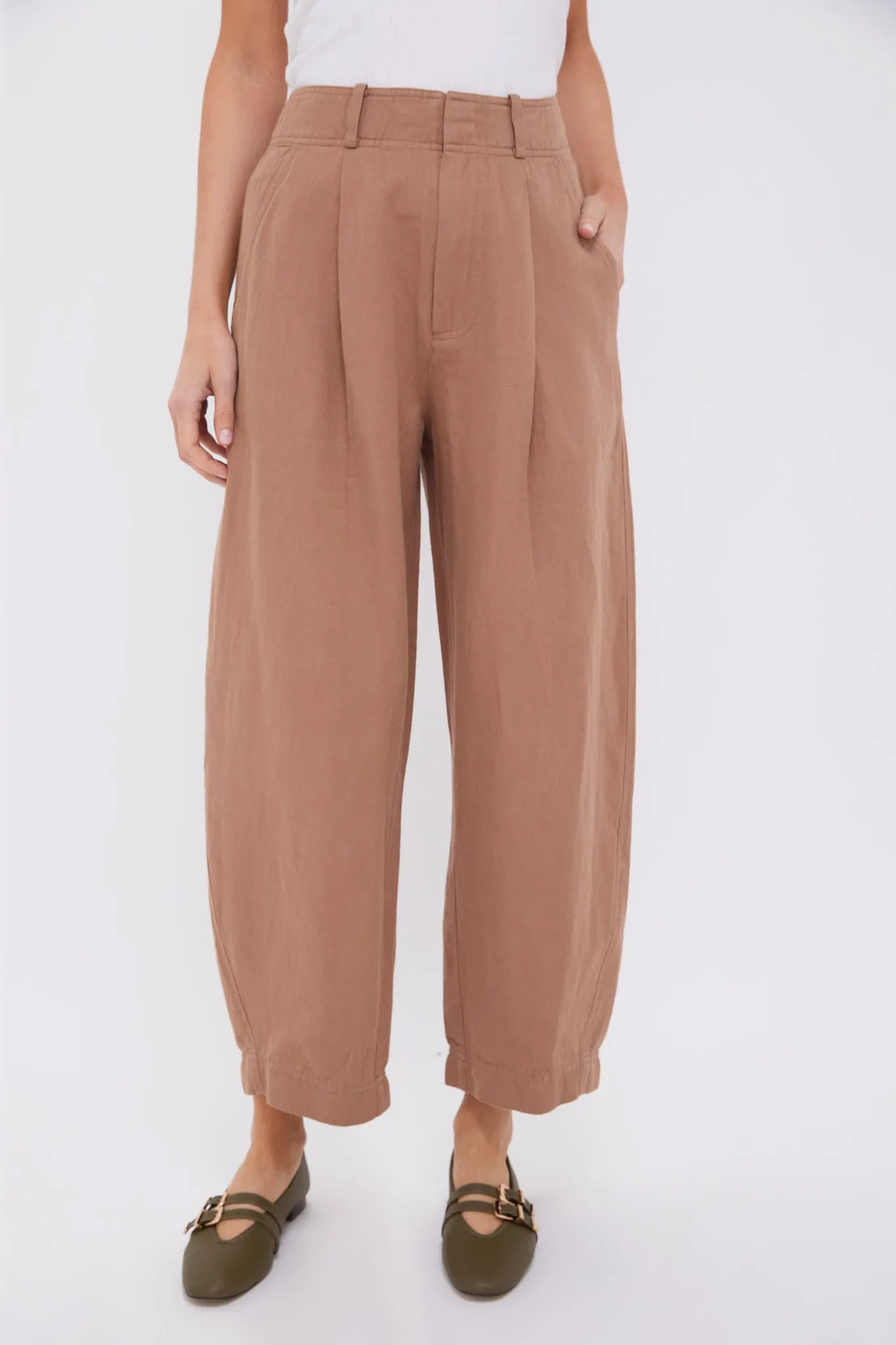 Deep Khaki Bari Crop Trouser sold by Tuckernuck