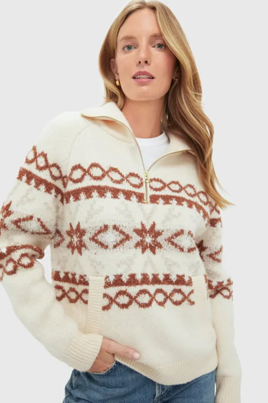 Whitecap Grey Fairisle Cai Half Zip sold by Tuckernuck