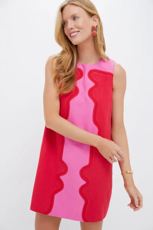 Poppy and Hot Pink Placed Embroidery Marlowe Dress sold by Tuckernuck